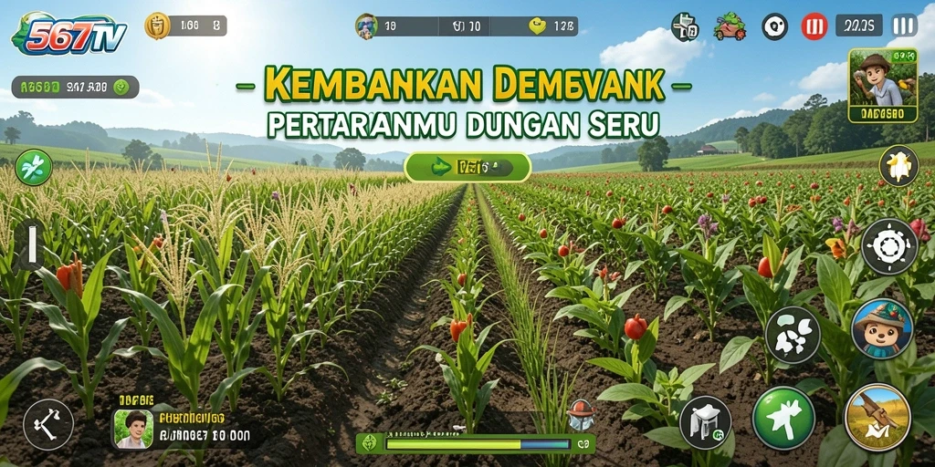 Screenshot gameplay 567TV yang menampilkan aktivitas pertanian yang seru.