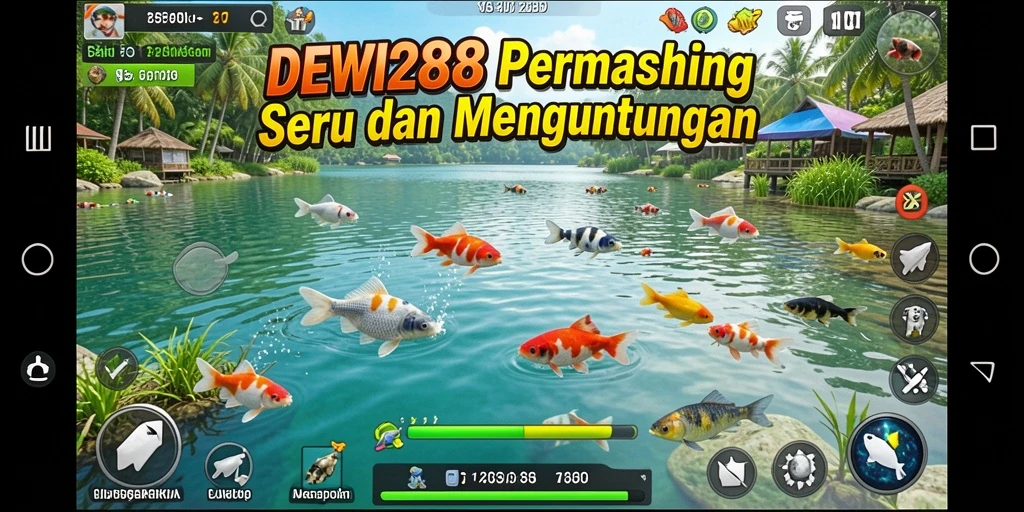 Tampilan gameplay menarik dari DEWI288 saat menangkap ikan.