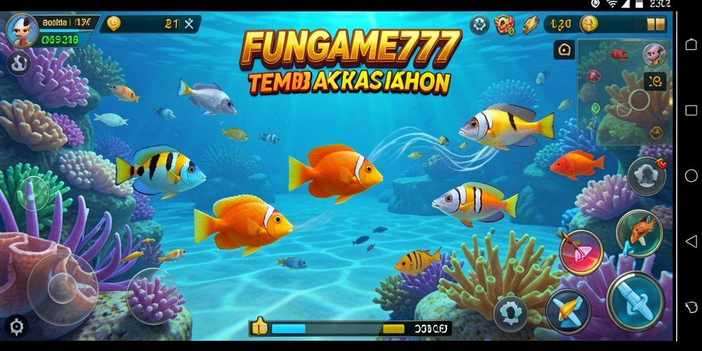 Screenshot gameplay FUNGame777 menunjukkan aksi menembak ikan seru.