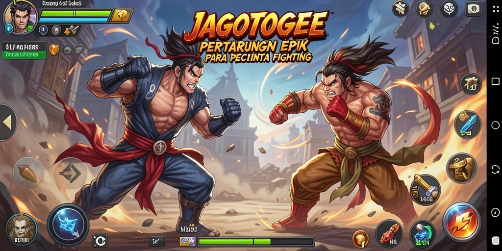 Gameplay JAGOTOGEL dengan aksi pertarungan yang intens.