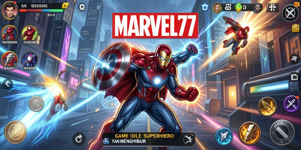 Tampilan gameplay <strong>MARVEL77</strong> yang seru dengan aksi karakter superhero.