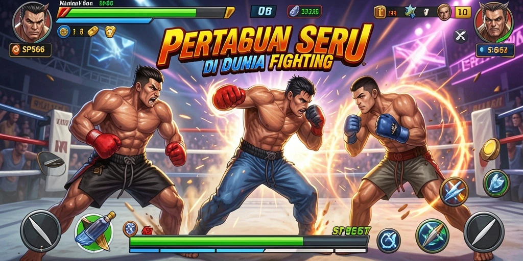 Gambar tangkapan layar menunjukkan pertarungan seru di SP666 dengan karakter yang dinamis.