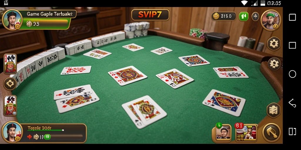 Screenshot gameplay Gaple SVIP7 menampilkan pemain dalam aksi, penuh strategi.