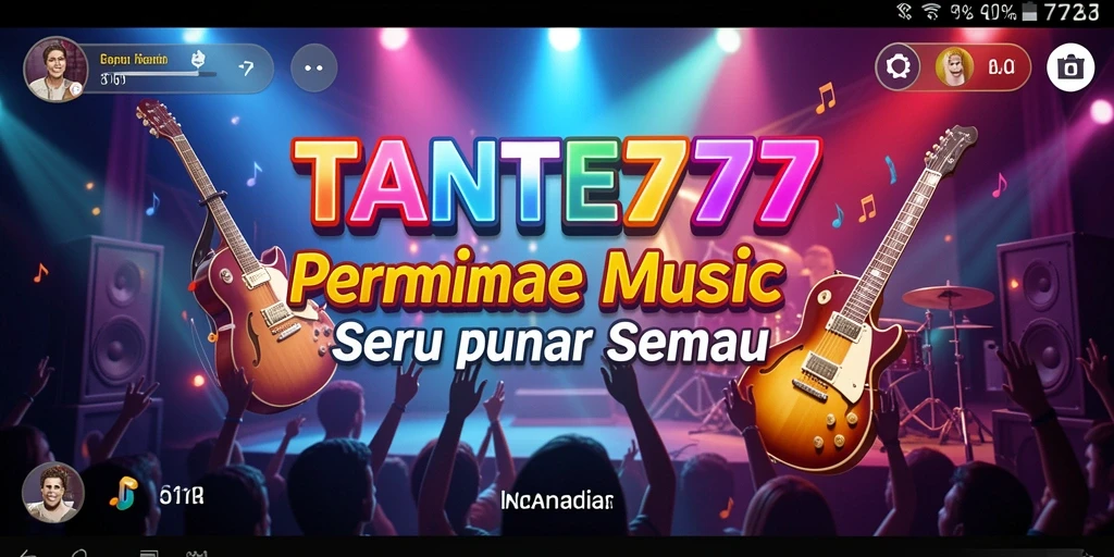 Tampilan gameplay TANTE777 yang menarik dengan berbagai pilihan musik.