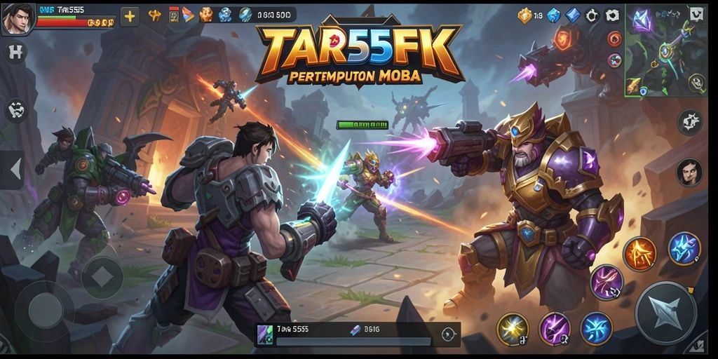 Tampilan aksi dinamis dalam game MOBA TAR555.