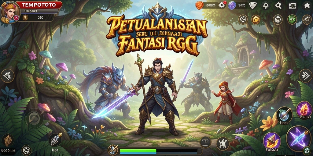 Tampilan gameplay TEMPOTOTO yang menakjubkan dalam petualangan RPG.